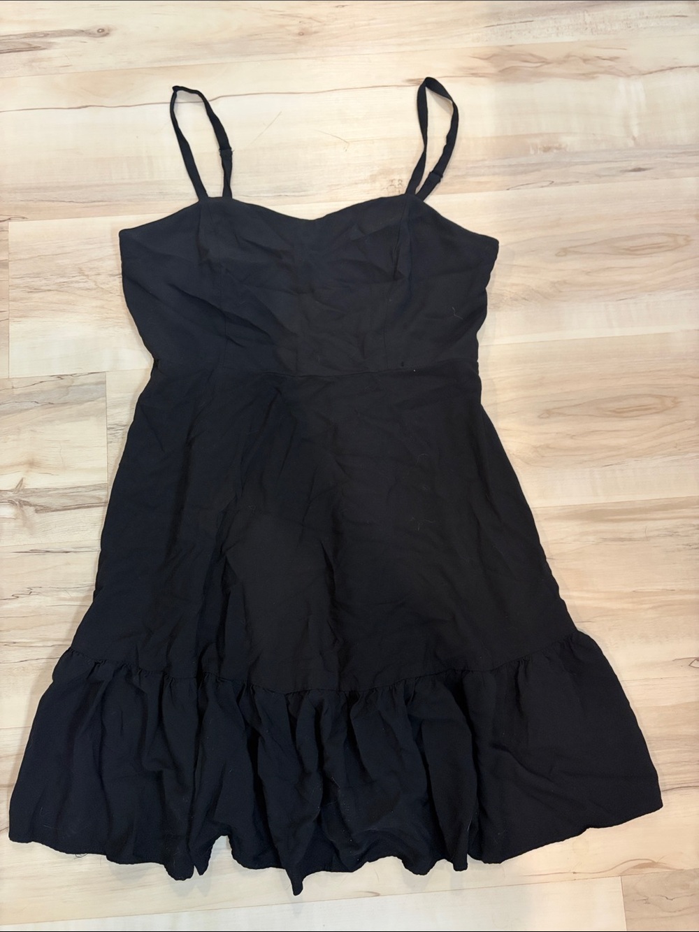 Old Navy Black Spaghetti Strap Ruffle-Hem Mini Dress